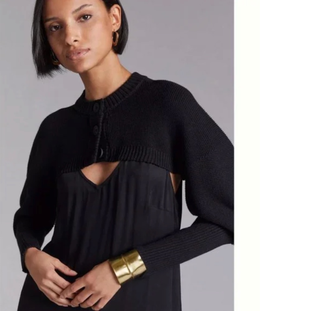 Anthropologie 525 Cotton Knit Pull Sleeved Shrug Sweater